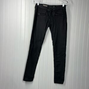 Ag Adriano Goldschmied The Moto Legging Women's Black Stretchable Jean Size 26